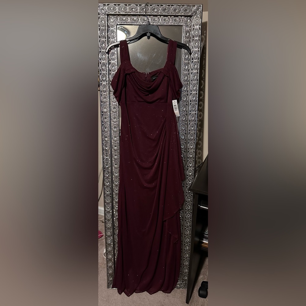 R&M Richards Dark Red Sparkling Dress